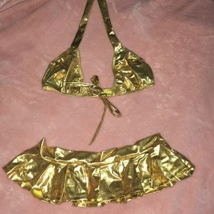Gold skirt and top set by music legs